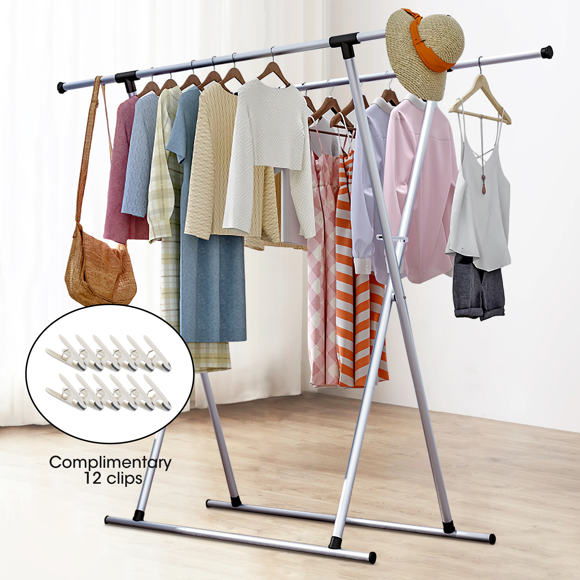 Purple Laundry Drying Hanger Clothes Rack with 20 Clips