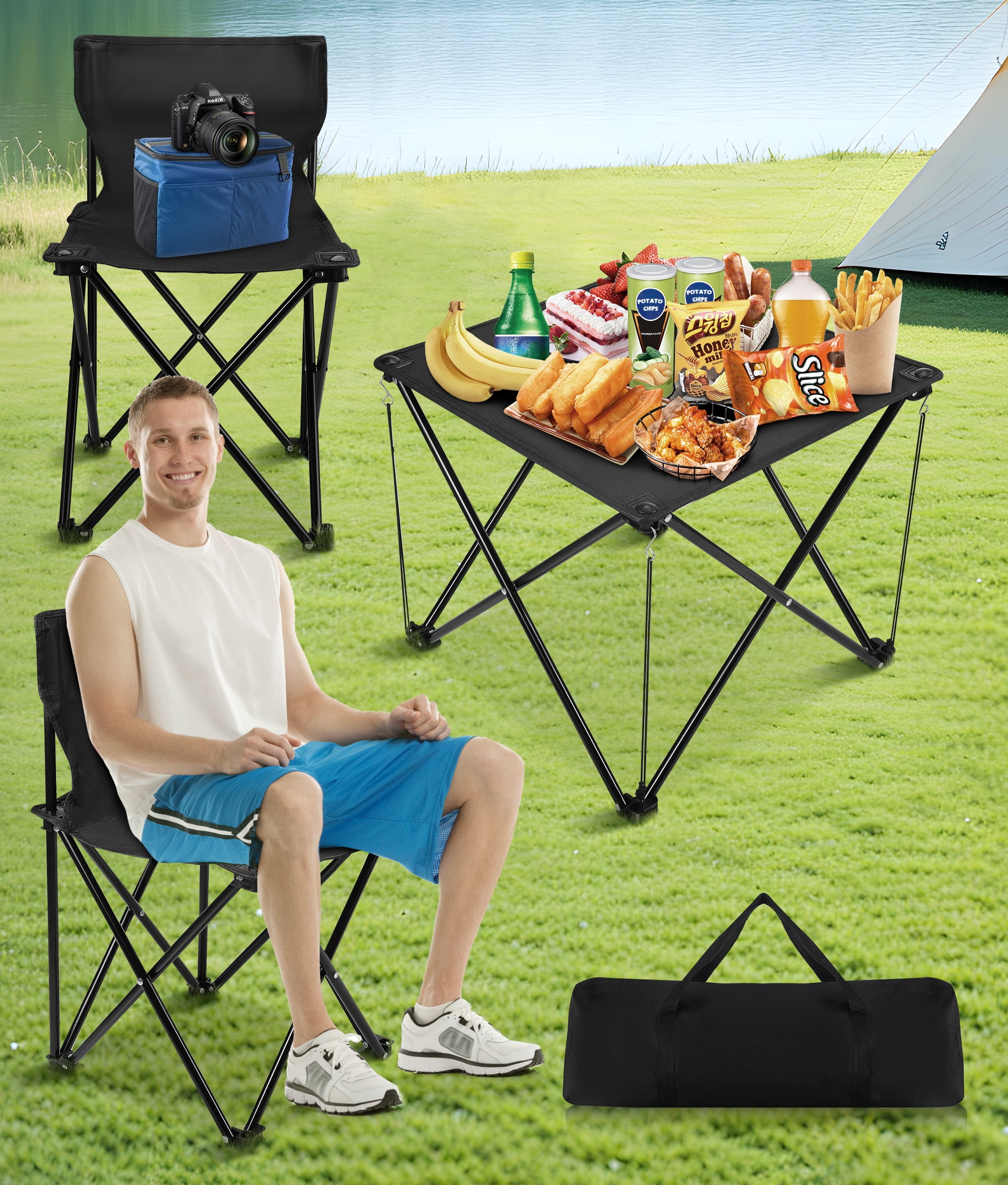 RELOIVE Portable Outdoor Chair & Table Set: Lightweight, Foldable Gear for Camping, Hiking, Fishing