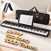 RELOIVE Piano,88 Key Electric Keyboard Piano with Lighted Keys LCD Display,Folding Piano Keyboard for Beginner 1000 Tones Rhythms and 150 Demos