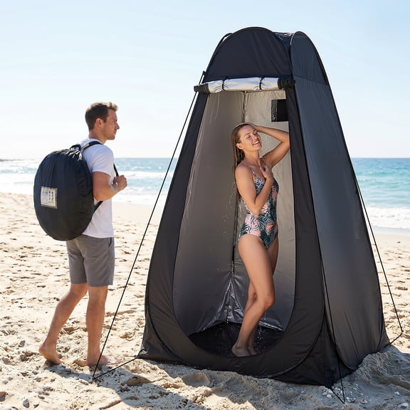 RELOIVE Shower Tent,Pop Up Changing Tent,Portable Camping Privacy Tent,Toilet Tent with Carry Bag for Beach, Camping, Hiking, Black