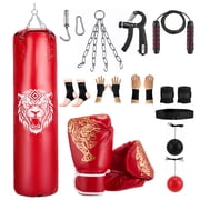 RELOIVE Punching Bag for Adults, 4ft PU Heavy Boxing Bag Set 12OZ Gloves for MMA Muay Thai Kickboxing Training Home Gym, Martial Art Unfilled
