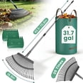 thumbnail image 1 of RELOIVE Rake for Leaves, Heavy Duty Garden Leaf Rake for Lawns, 65" Adjustable 25 Tines Metal Yard Rake, 1 of 9