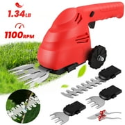 RELOIVE Cordless Hedge Trimmer,2 in 1 Handheld Grass Shear & Shrubbery Trimmer with SK-5 Pruning Shears,7.2V Electric Hedge Trimmer with Rechargeable Battery and Charger for Garden, Lawn,Red