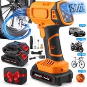 RELOIVE Tire Inflator Portable Air Compressor - 150 Psi Air Pump For Car Tires with Digital Pressure Gauge, LED Light and Auto Shut-Off Function - Cordless Pump