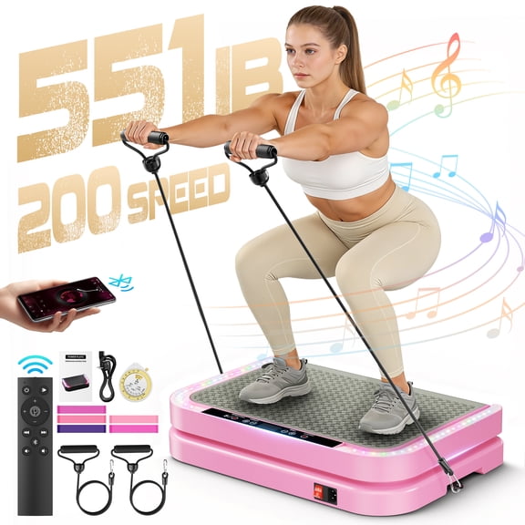 RELOIVE Vibration Plate Exercise Machine,200 Levels Full Body Workout Vibrating Plate for Body Toning & Weight Management, 551Lbs Capacity Shake Platform with Resistance Bands Bluetooth for Women Men