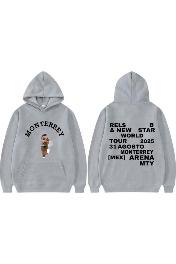 RELS B 2025 New Star World Tour Merch Unisex Vintage Hip-Hop Hoodie - Autumn Winter Warm Monterrey Arena Graphic Sweatshirt