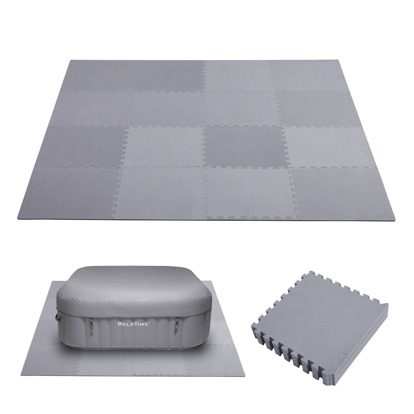 RELXTIME 1/5" Thickness Hot Tub Mat, Inflatable Hot Tub Thickened Pad Outdoor Indoor, Anti-Slip Reusable Extra Large Ground Mat, 77.2" x 77.2"