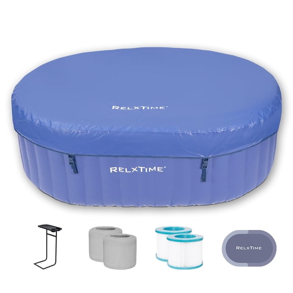 RELXTIME 2 Person Oval Inflatable Hot Tub Set Outdoor Spa with 100 Massage Jets 75 x 47 inch (Energy-Saving)