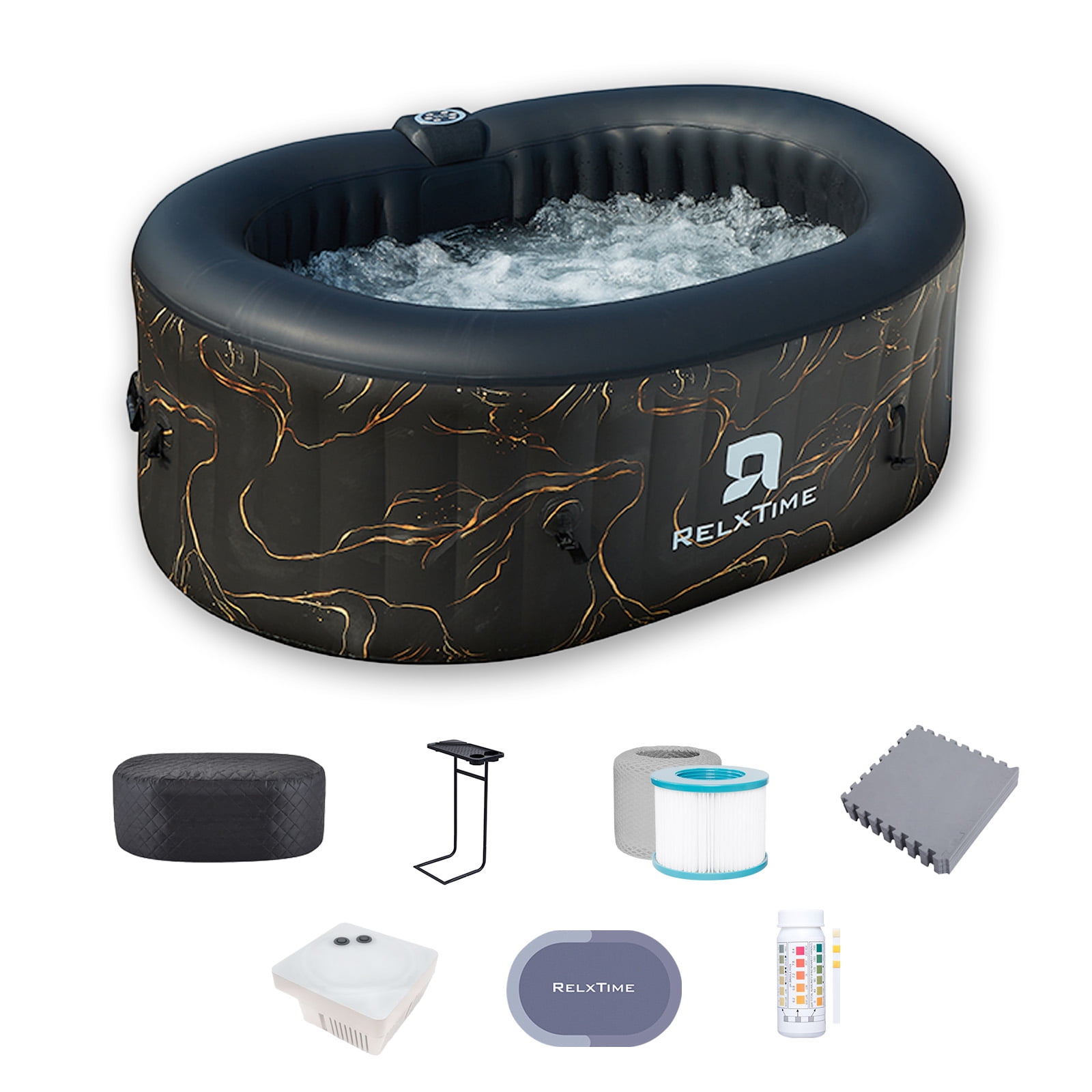 Walmart Black Friday Deals 2025 RELXTIME Oval Inflatable Hot Tub, 2 Person Outdoor Spa, 100 Bubble Jets, LED Light, Rapid Heating