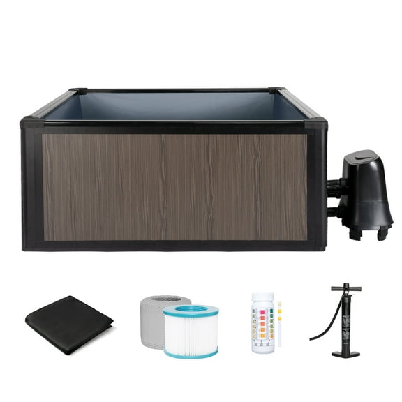 RELXTIME 4-6 Person Aluminum Alloy Foam Spa with 80 Bubble Nozzles Jacuzzi with External Control Cabinet