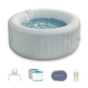RELXTIME 4 Person Inflatable Spa Round Portable Blow up Hot Tub with 110 Soothing Air Jets