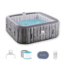 RELXTIME 73" 6 Person Inflatable Hot Tub Set Outdoor Square Spa with 130 Massage Jets, Filters