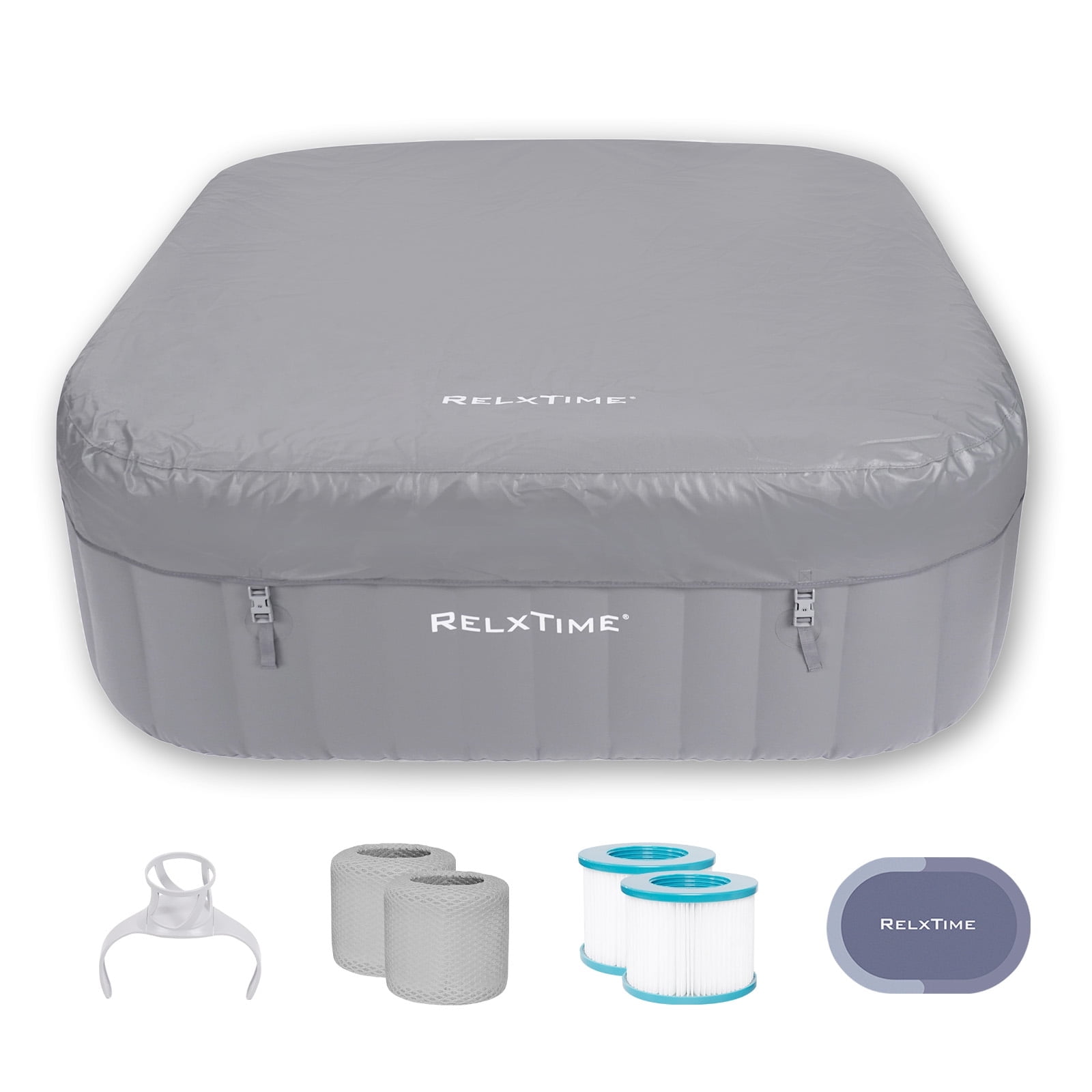 RELXTIME Inflatable Hot Tub to Person 73 Inch Outdoor Square