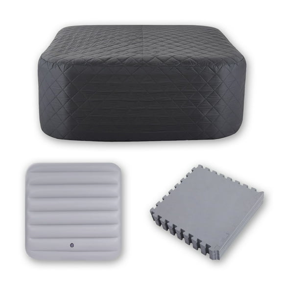 RELXTIME Inflatable Hot Tub Insulation Cover Set, CEC Set for 73-inch Square Inflatable Hot Tub, Outdoor Spa Pool Cover Covers,Insulated Cover,Hot Tub Mats