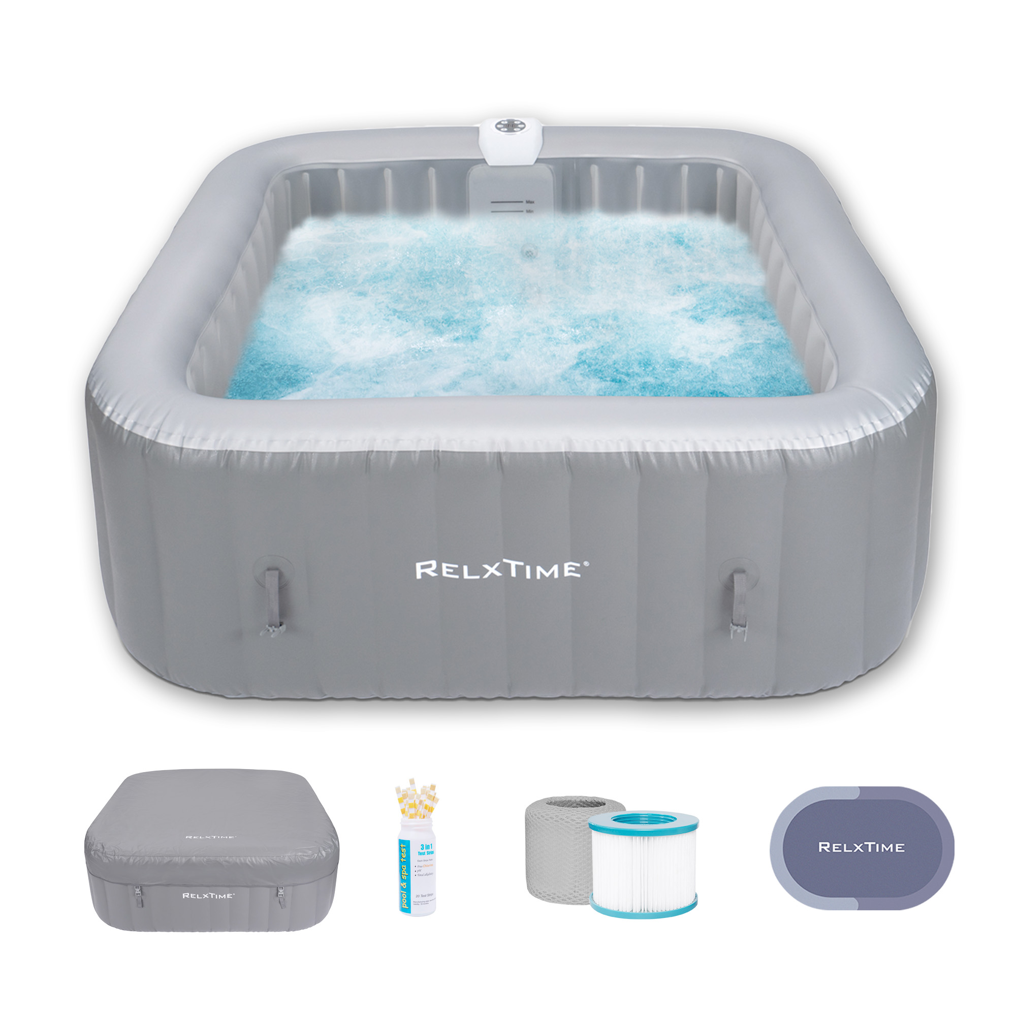 Open Box INTEX PureSpa Plus Greywood Deluxe 4-Person Inflatable Hot Tub Spa w/ Jets - Walmart.com