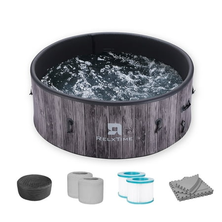 RELXTIME Inflatable Outdoor Spa Hot Tub, 71" x 71", 4-6 Person