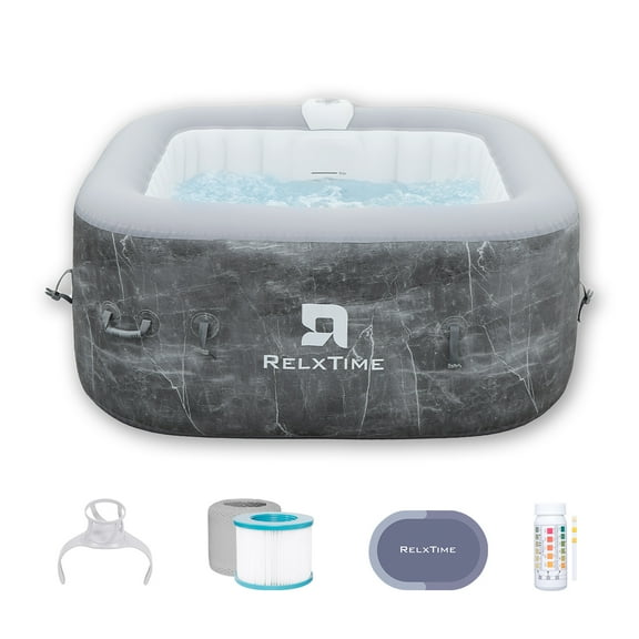 RELXTIME Inflatable Portable Hot Tub with 110 Bubble Jets, Built-in Heater Pump, and Filter Cartridges