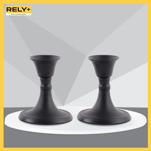 RELY+ 3" Candlestick Holders Set of 2 Taper Decorative Candle Holders for home decor Black Matte