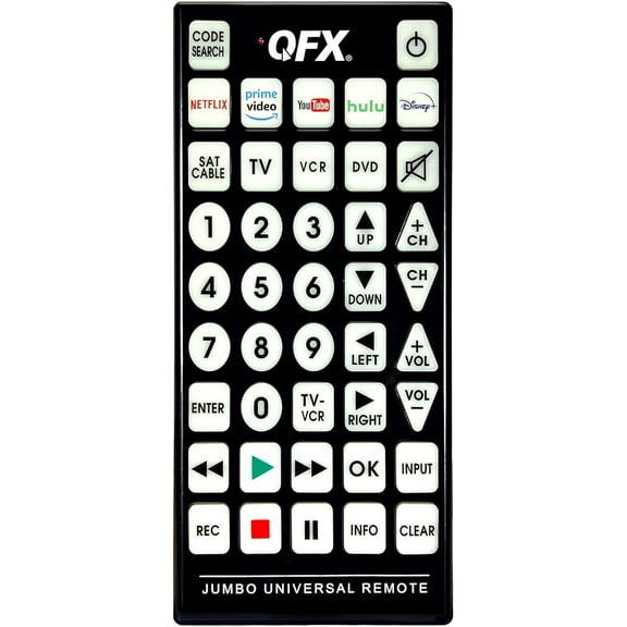 REM-115 8 in 1 Lar Jumbo Universal Remote Control for Zenith Panasonic Toshiba Daewoo Hitachi Sanyo JVC Mitsubishi Emerson Magnavox