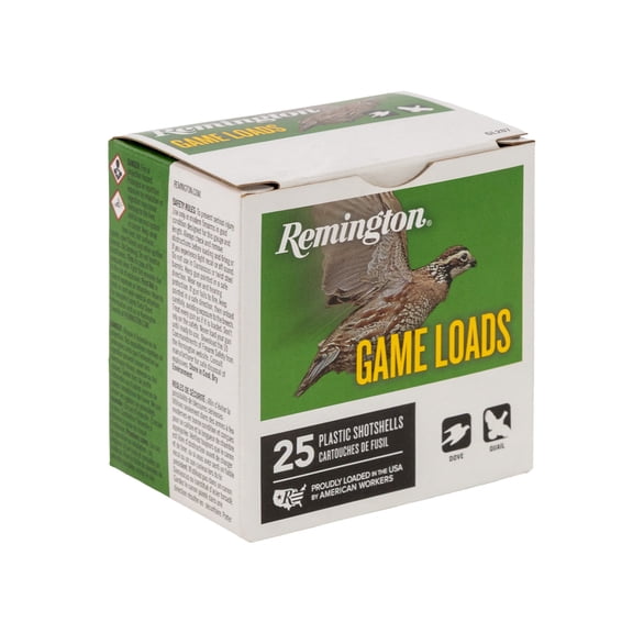 Remington Game Load, 12 ga, 8 Shot, 2-3/4 in, 1 oz, 1290 fps, 25 Count