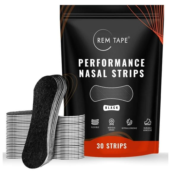REM Tape Performance Nasal Strips (30 Strips) - Snoring & Congestion Relief. Durable Sport Adhesive For Sleep & Exercise. One Month Supply!