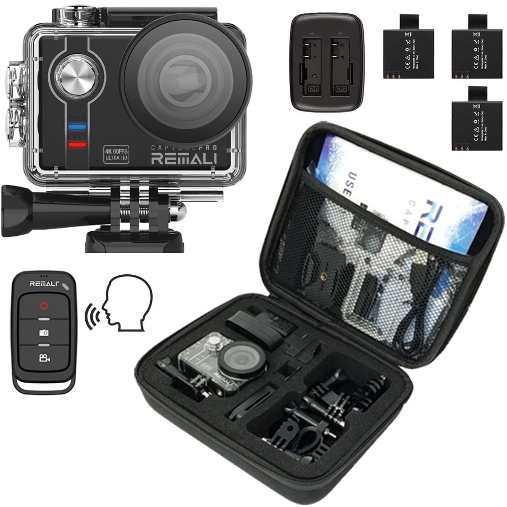REMALI CapturePro 4K/60fps 20MP Waterproof Sports Action Camera Kit ...