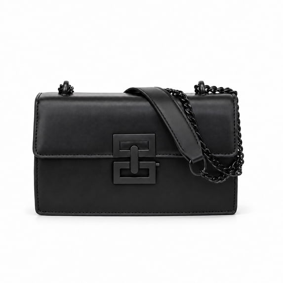 REMANLAN Women's Black Chain Crossbody Bag with Gold Clasp Quilted Shoulder Purse Elegant Evening Handbag