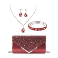 thumbnail image 1 of REMANLAND Glitter Envelope Evening Clutch Bag with Matching Teardrop Rhinestone Jewelry Set, Necklace Earrings Bracelet Formal Handbag for Wedding Prom Party, 1 of 8