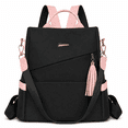 thumbnail image 1 of REMANLAND Women's Black and Pink Backpack Purse with Tassel, Top Handle, Detachable Shoulder Strap and Side Pockets, 1 of 10