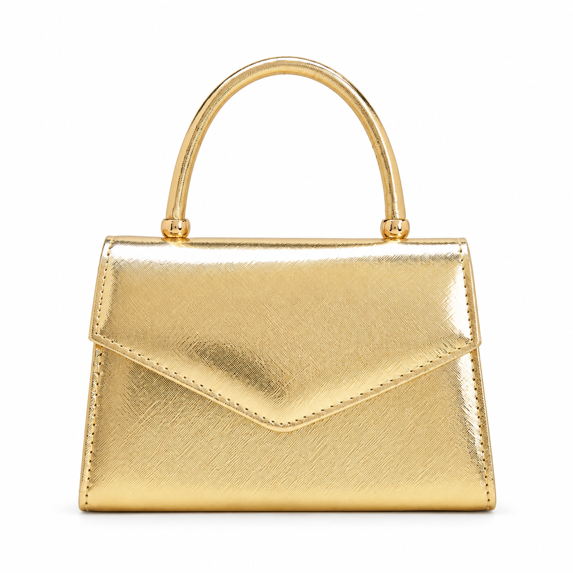 REMANLAND Women's Metallic Evening Handbag, Elegant Envelope Clutch Purse with Curved Top Handle and Flap Design for Wedding, Party, Dinner and Formal Events