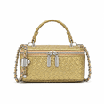 thumbnail image 1 of REMANLAND Women's Metallic Woven Texture Vanity Case Handbag with Top Handle and Chain Strap, Gold, 1 of 11
