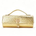 thumbnail image 1 of REMANLAND Women's PVC Snake Print Tote Clutch, Gold, 1 of 7