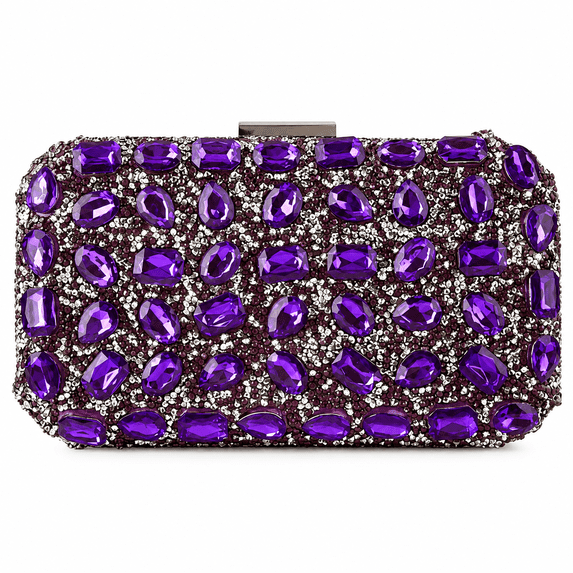 REMANLAND Women's Rhinestone Evening Clutch Bag, Sparkling Gemstone Style Box Purse for Wedding, Prom, Party and Formal Occasions