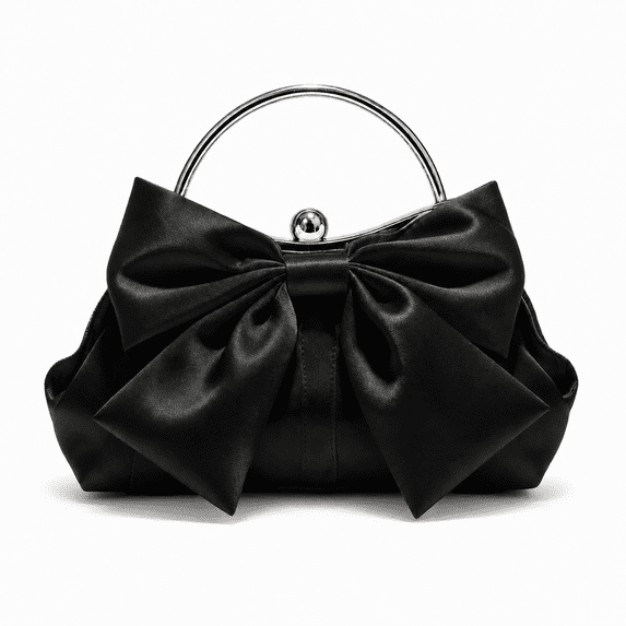 REMANLAND Women's Satin Evening Clutch, Black