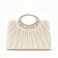 thumbnail image 1 of REMANLAND Women's Satin Pleated Evening Clutch Bag, Beige, 1 of 6
