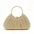 thumbnail image 1 of REMANLAND Women's Satin Pleated Fan Shape Evening Clutch Purse, Gold, 1 of 9