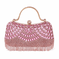 thumbnail image 1 of REMANLAND Women's Sparkling Rhinestone Fringe Evening Handbag with Top Handle and Chain Strap, Pink, 1 of 8