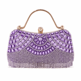 thumbnail image 1 of REMANLAND Women's Sparkling Rhinestone Fringe Evening Handbag with Top Handle and Chain Strap, Purple, 1 of 8