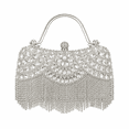thumbnail image 1 of REMANLAND Women's Sparkling Rhinestone Fringe Evening Handbag with Top Handle and Chain Strap, Silver, 1 of 9
