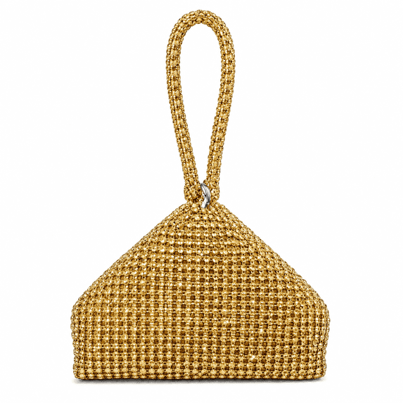 REMANLAND Women's Sparkling Textured Triangle Wristlet Evening Handbag, Gold
