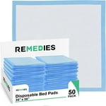 Remedies Extra Large Incontinence Bed Pads (36" x 36", 50 Count) - Super Absorbent Disposable Chux Underpads for Adults, Seniors, Kids, Puppies, Dogs & Furniture Protection