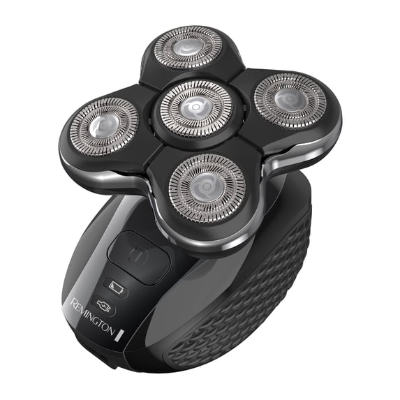 REMINGTON Balder Pro XR7000 Men's Cordless Electric Head Shaver, 5 Dual Track Rotary Heads, Wet & Dry, Rechargeable, Black
