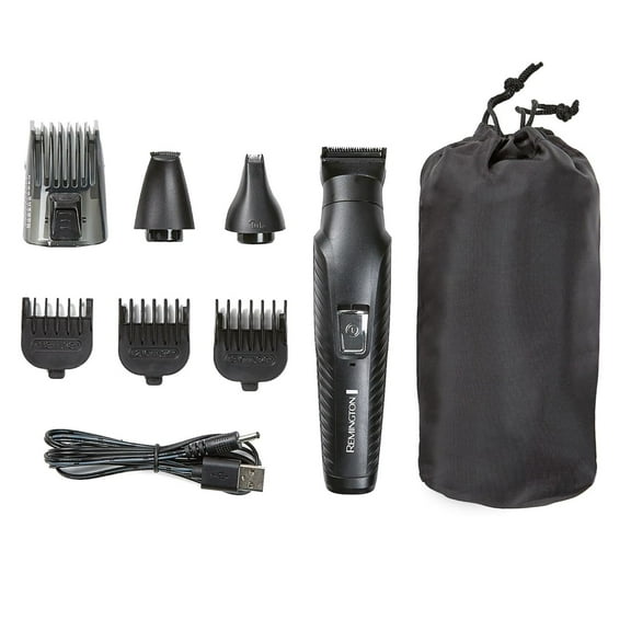 REMINGTON Graphite All-in-One Grooming Kit, Men's Head & Body Trimmer Kit with Combs, Black