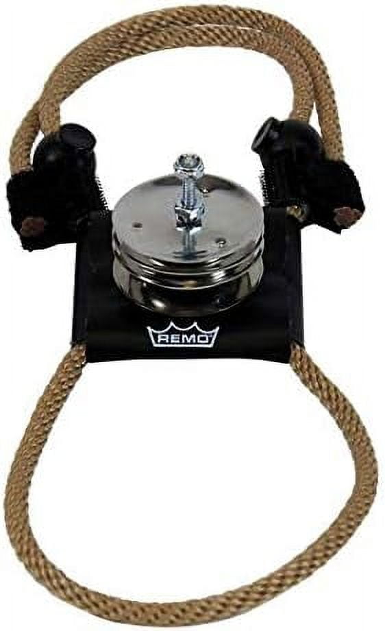 REMO Tambourine, Footoerine, 2.5" x 2.5", 5 Jingle Set, Nylon Rope Beige, Vinyl Black