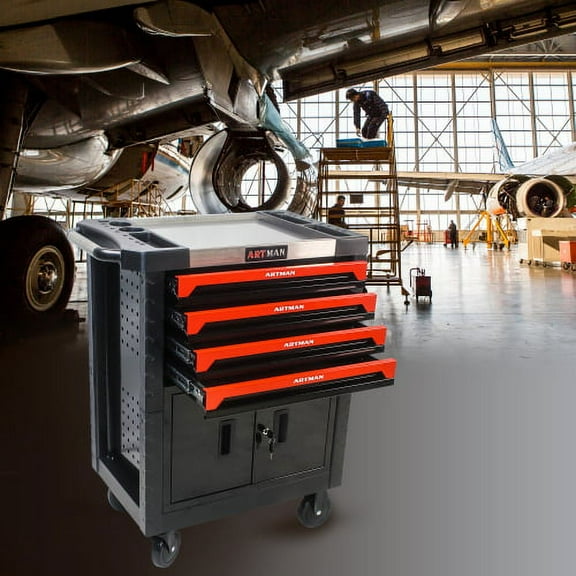 taoruifang 4-Drawer Rolling Toolbox with Lock, High Volume Cold Rolled Steel, Powder Coated