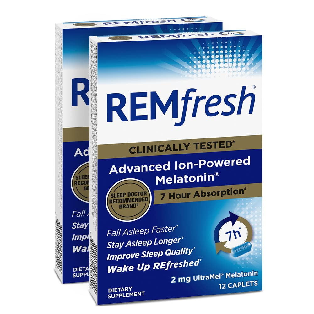 REMfresh 2mg Advanced Melatonin Sleep Aid Supplement (12 Caplets) 2