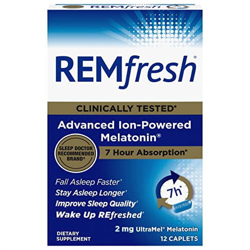 REMfresh 2mg Advanced Melatonin Sleep Aid Supplement (12 Caplets