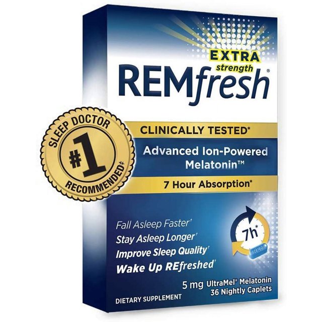REMfresh Extra Strength 5mg Melatonin Sleep Aid Supplement (72 Caplets