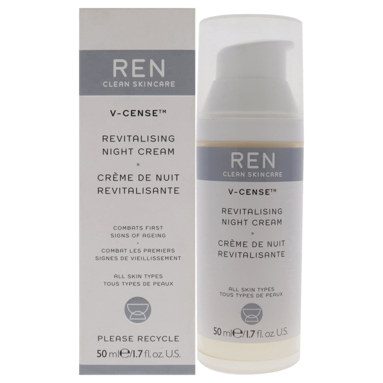 フェイスクリーム REN REN Skin Care V-Cense Revitalising Night Cream, 1.7 Oz