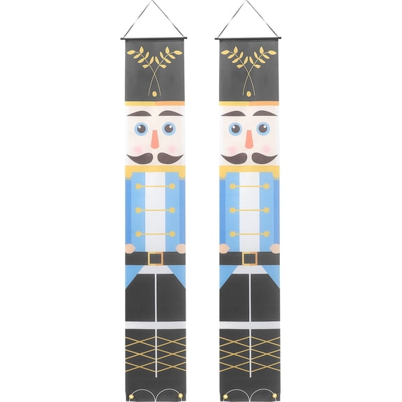 RENACLIPY 1 Pair Nutcracker Door Decorations Polyester Rectangle Multi-Use Holiday Decor for Home and Doors